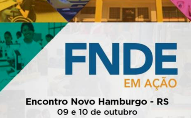 FNDE em ação escrito em um fundo cinza