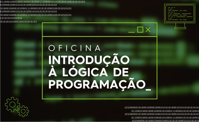 Uma arte com o fundo opaco e escrito oficina de Introdução à lógica de programação