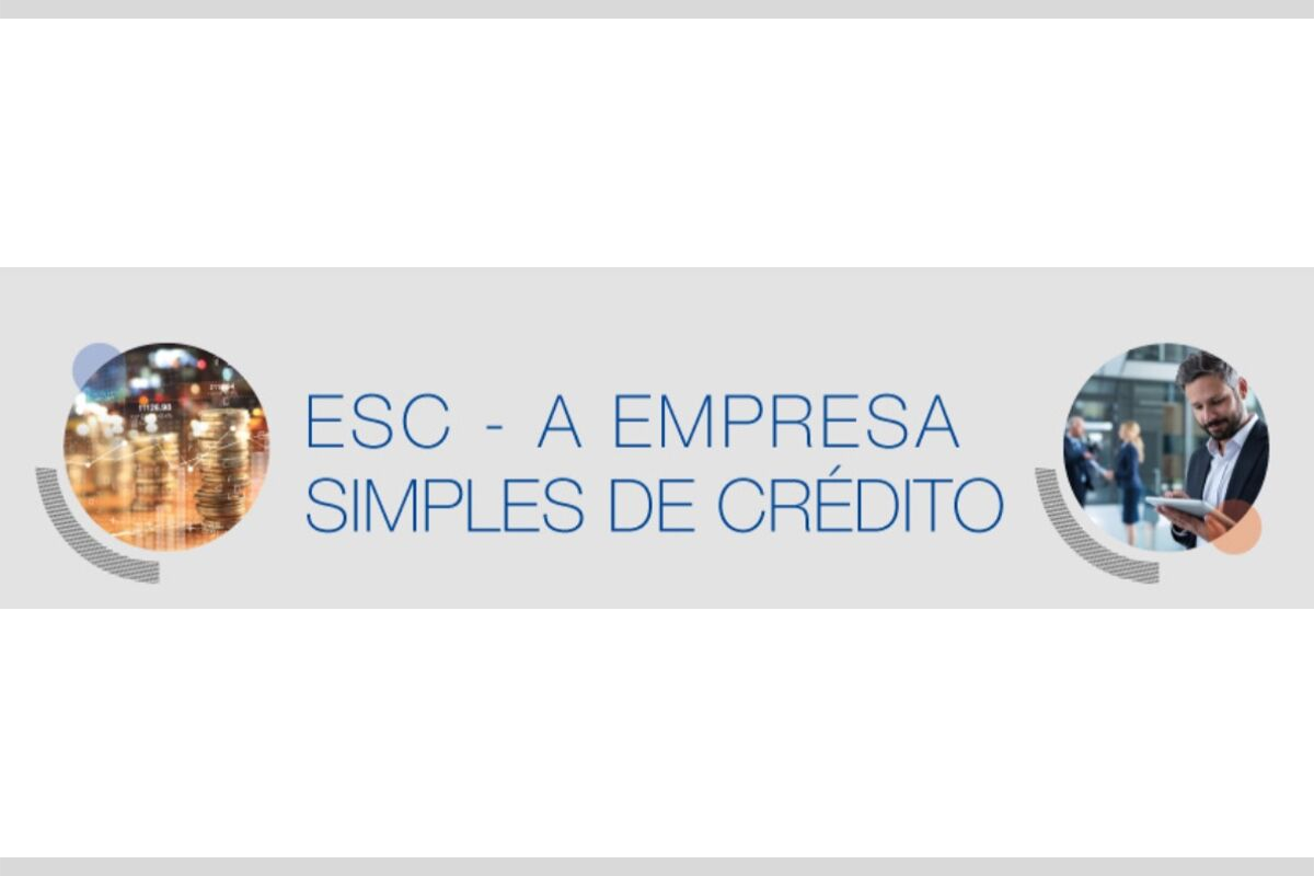 Escrito em um fundo cinza, em letras azuis, ESC - A Empresa Simples de Crédito
