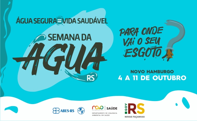 Em um fundo verde fraco, escrito em verde forte "Semana da Água - Para onde vai o seu esgoto?"