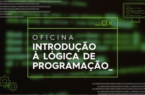 Uma arte com o fundo opaco e escrito oficina de Introdução à lógica de programação