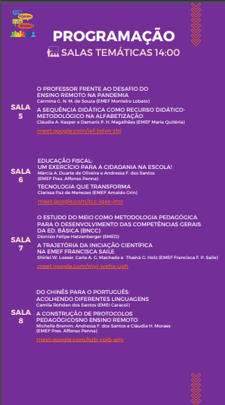 XVIII Fórum da RME - Programação 3